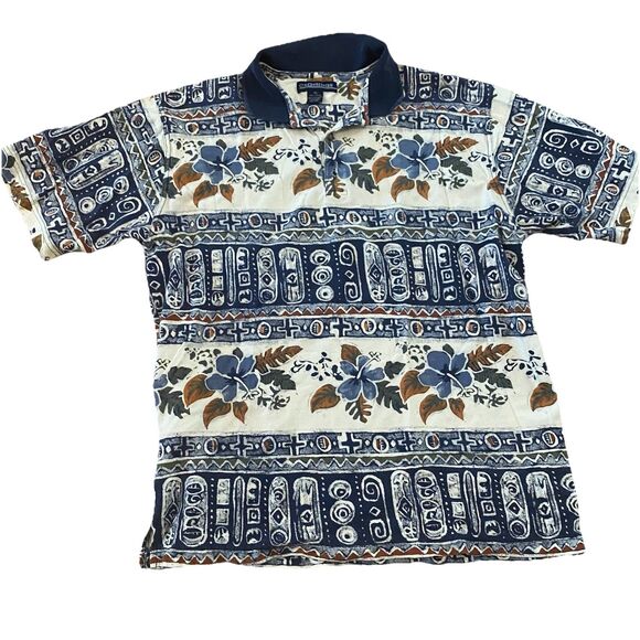 Crossings Other - Vintage Crossings Polo Shirt T Shirt Men’s Size XL Blue Floral Aztec